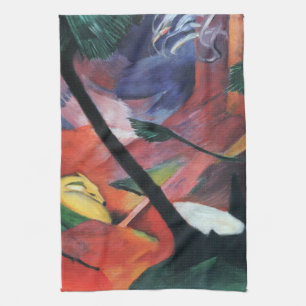 Deer in Forest II door Franz Marc; Reh im Walde Theedoek