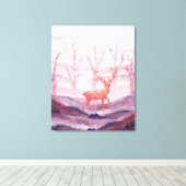 Deer in het bos canvas afdruk (Insitu (Houten vloer))