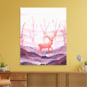 Deer in het bos canvas afdruk (Insitu (Woonkamer))