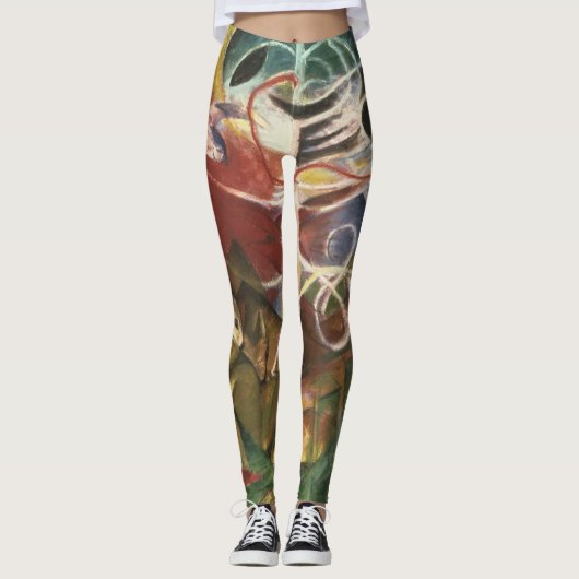 Deer in het bos door Franz Marc,  Kunst Leggings (Voorkant)