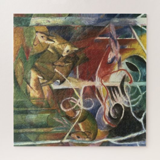 Deer in het bos door Franz Marc,  Kunst Legpuzzel (Horizontaal)