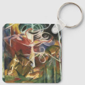 Deer in het bos door Franz Marc,  Kunst Sleutelhanger (Achterkant)