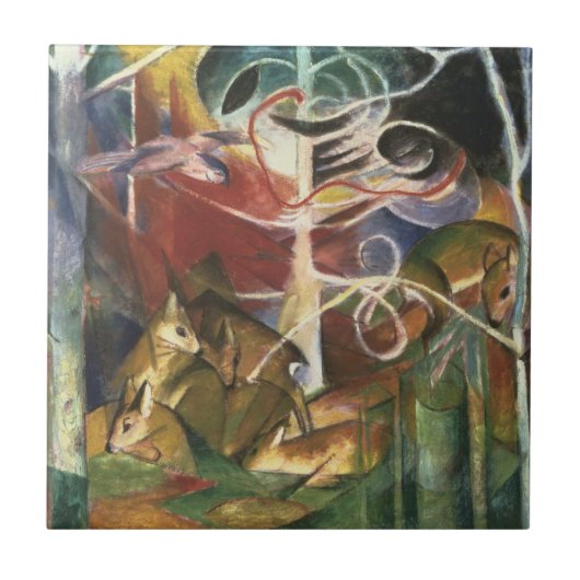 Deer in het bos door Franz Marc, Kunst Tegeltje (Voorkant)