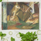 Deer in het bos door Franz Marc,  Kunst Theedoek (Gevouwen)