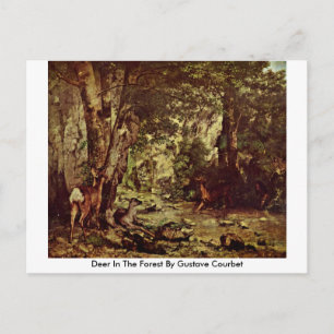 Deer in het bos door Gustave Courbet Briefkaart