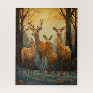 Deer in het bos legpuzzel