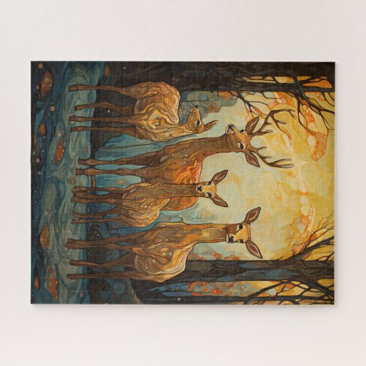 Deer in het bos legpuzzel (Horizontaal)