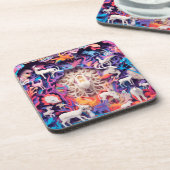 Deer in het bos. Papier zonder diorama Bier Onderzetter (Linkerzijde)