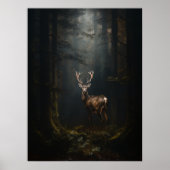 Deer in het bos poster (Voorkant)