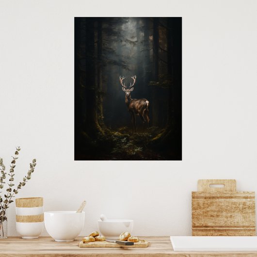 Deer in het bos poster (Keuken)