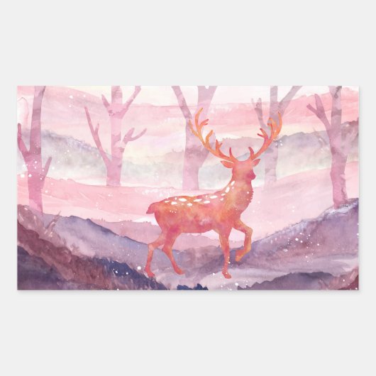 Deer in het bos rechthoekige sticker (Voorkant)