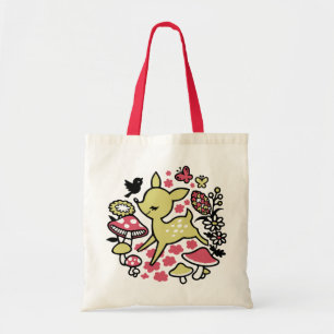 Deer in het bos - roze tote bag