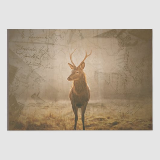 Deer in het bos tissuepapier (Voorkant)