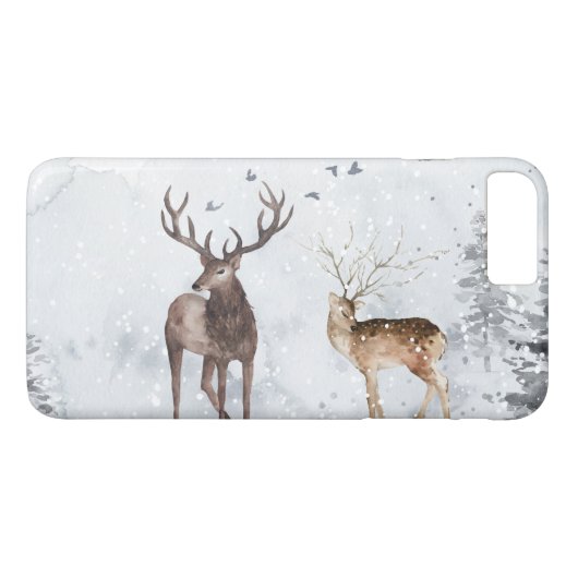 Deer in kerstsneeuwwinter bossen Case-Mate iPhone case (Achterkant (Horizontaal))