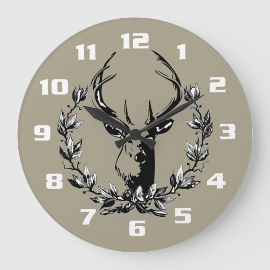 Deer in Laurel Leaves Grote Klok (Voorkant)