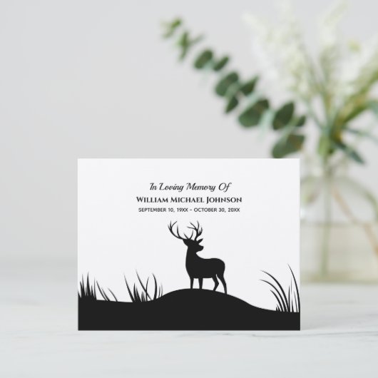 Deer in Loing Memory Herembrance Funeral Memorial Bedankkaart (Staand voorkant)