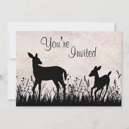 Deer in Meadow Baby shower Uitnodiging (Voorkant)