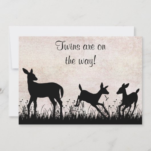 Deer in Meadow Twins Baby shower Uitnodiging (Voorkant)