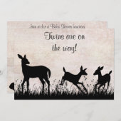 Deer in Meadow Twins Baby shower Uitnodiging (Voorkant / Achterkant)