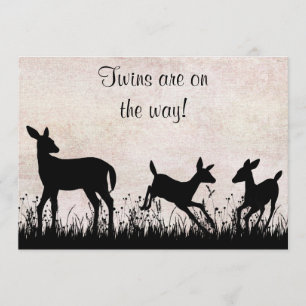Deer in Meadow Twins Baby shower Uitnodiging