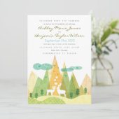 Deer in Mountain Valley Rustic Wedding Invitation Kaart (Staand voorkant)