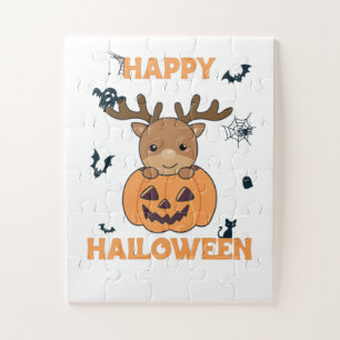 Deer in Pumpkin Cute Deer Happy Halloween Legpuzzel