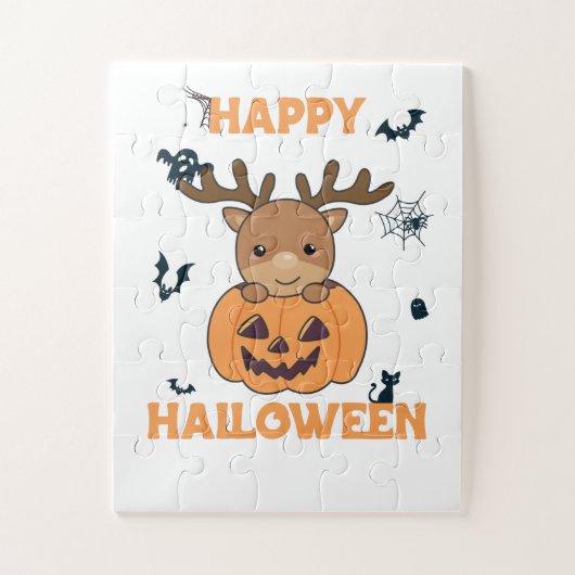 Deer in Pumpkin Cute Deer Happy Halloween Legpuzzel (Verticaal)