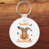 Deer in Pumpkin Cute Deer Happy Halloween Sleutelhanger (Voorkant)