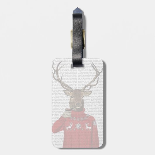 Deer in Ski Sweater 2 Bagagelabel (Achterkant verticaal)