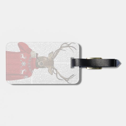 Deer in Ski Sweater 2 Bagagelabel (Achterkant horizontaal)