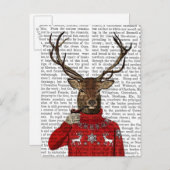 Deer in Ski Sweater 2 Briefkaart (Voorkant / Achterkant)