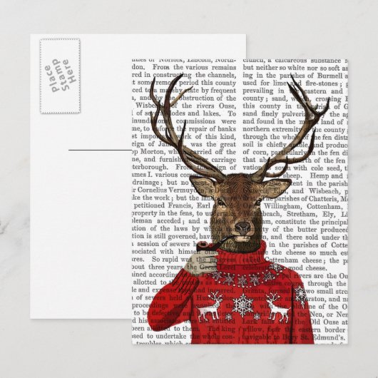 Deer in Ski Sweater 2 Briefkaart (Voorkant / Achterkant)