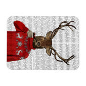 Deer in Ski Sweater 2 Magneet (Horizontaal)
