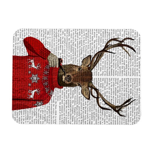 Deer in Ski Sweater 2 Magneet (Horizontaal)