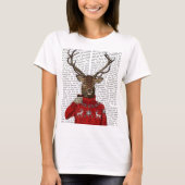 Deer in Ski Sweater 2 T-shirt (Voorkant)