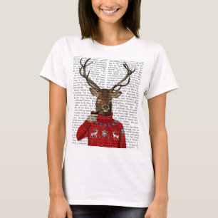 Deer in Ski Sweater 2 T-shirt
