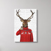 Deer in Ski Sweater Canvas Afdruk (Voorkant)