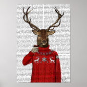Deer in Ski Sweater Poster (Voorkant)