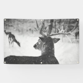 DEER IN SNEEUWBanner MET GROMMETEN Spandoek