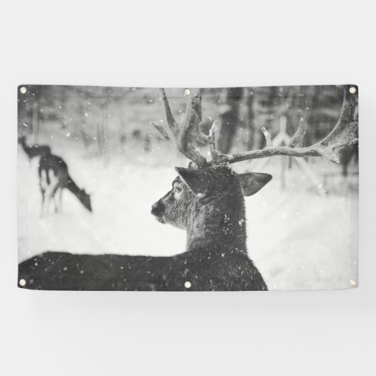 DEER IN SNEEUWBanner MET GROMMETEN Spandoek (Horizontaal)