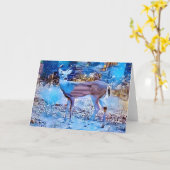 Deer in Snow City Artsy Note Card Kaart (Gele Bloem)