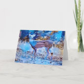 Deer in Snow City Artsy Note Card Kaart (Voorkant)
