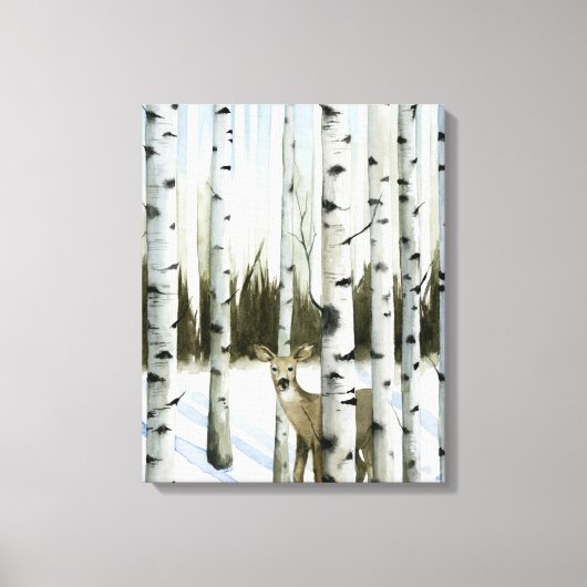 Deer in Snowfall Canvas Afdruk (Voorkant)