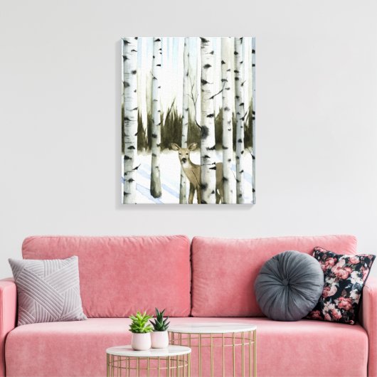 Deer in Snowfall Canvas Afdruk (Insitu (Woonkamer))