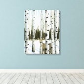 Deer in Snowfall Canvas Afdruk (Insitu (Houten vloer))