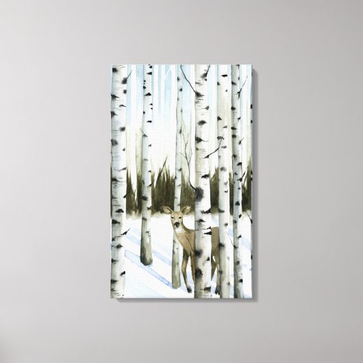 Deer in Snowfall Canvas Afdruk (Voorkant)