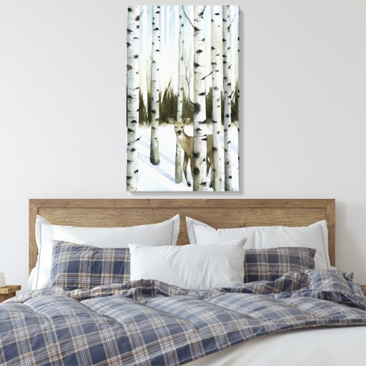 Deer in Snowfall Canvas Afdruk (Insitu (Slaapkamer))