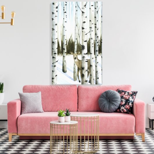 Deer in Snowfall Canvas Afdruk (Insitu (Woonkamer))