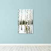Deer in Snowfall Canvas Afdruk (Insitu (Houten vloer))