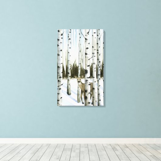 Deer in Snowfall Canvas Afdruk (Insitu (Houten vloer))